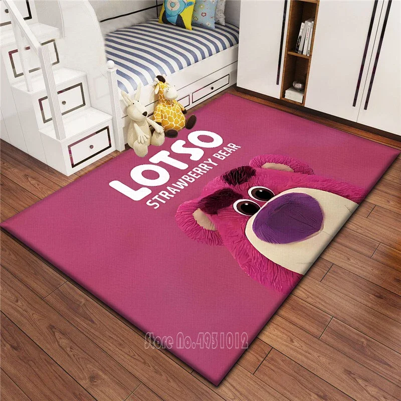 

Strawberry Bear Lotso Rug Carpets 120x160cm Decor for Living Room Children's Bedroom Sofa Bathroom Kids Floor Mat
