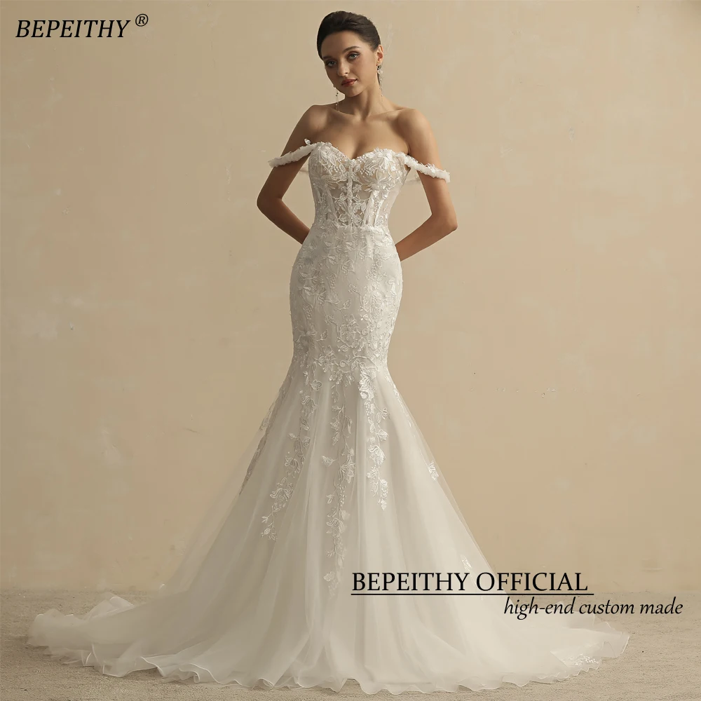 BEPEITHY Customized Wedding Dresses For Women 2022 Bride Robe De Mariée Sleeveless Court Train Sexy Sweetheart Boho Bridal Gowns