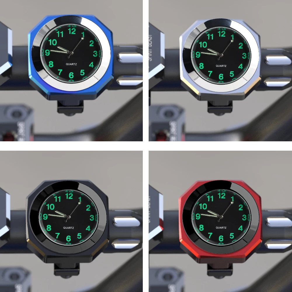 Motorcycle Aluminum Alloy Clock 22-28mm Waterproof Handlebar Mount For Bicycle Motobike Luminous Quartz Watch Time Display