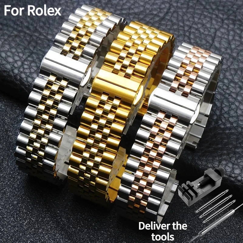 Stainless steel strap for original Rolex 116233 Datejust Oyster 36 Sky-Dweller GMT-Master Il Seiko 5 Metal watchband men women