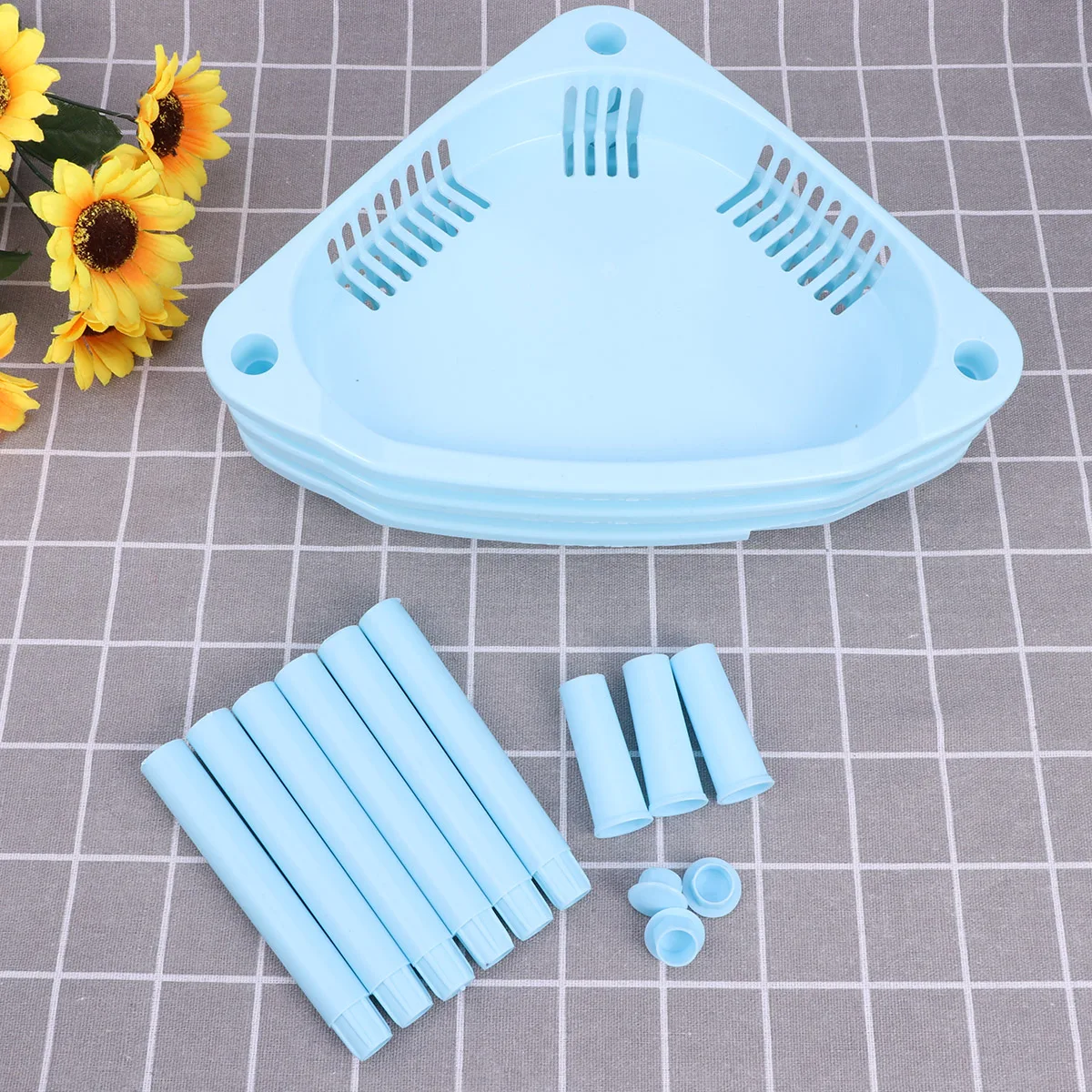 

3 Layer Plastic Storage Shelves Blue Bathroom Corner Organizer Desk Stand Rack Home Kitchen Basket Easy Assembly Large