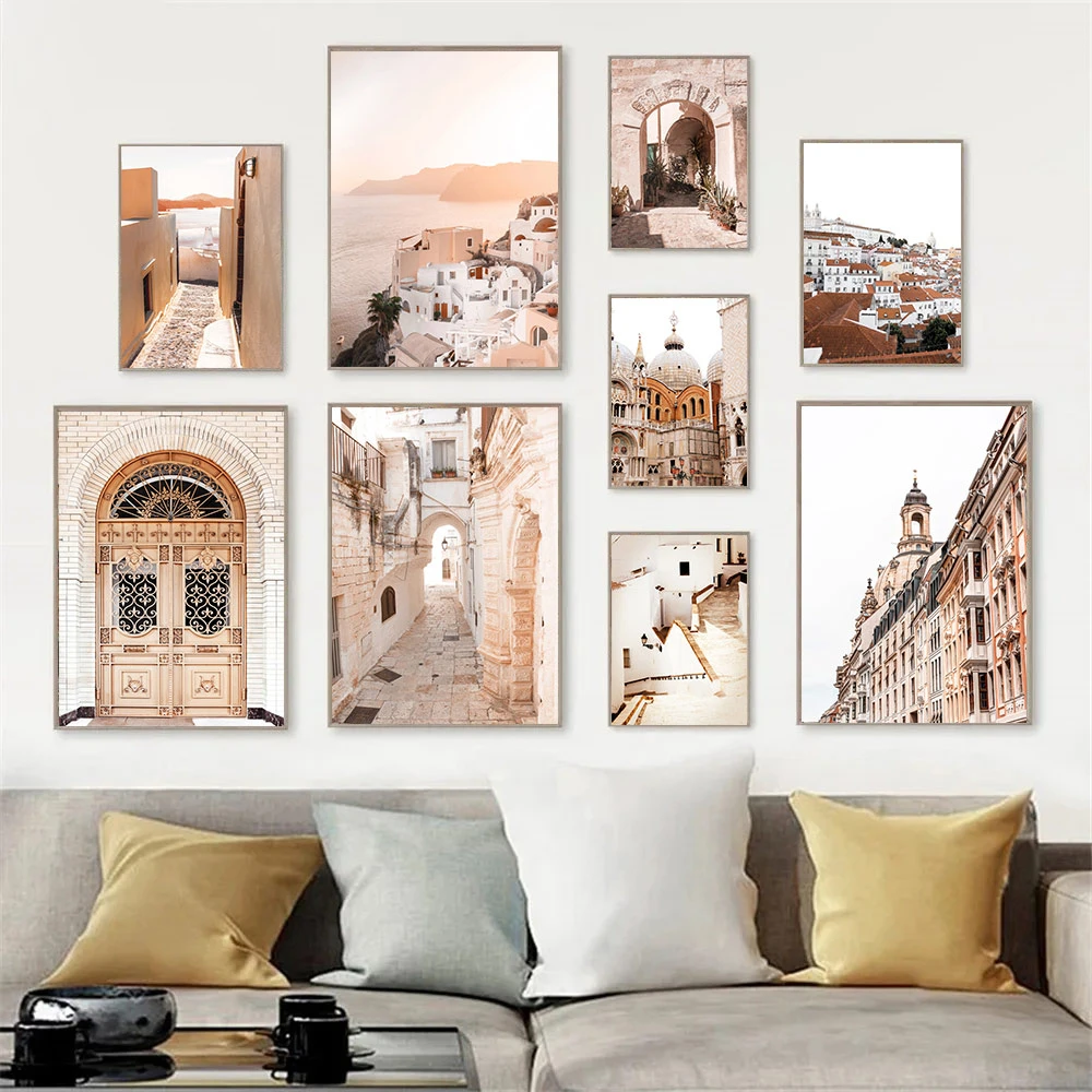 Italy Landscape Posters Door Architecture Canvas Painting Wall Art Print Nordic Poster Wall Pictures Living Room Home Decoration