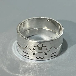 Korean Style Sliver Color Cute Cat Dog Rings For Women Simplicity Cat Cartoon Ring Couple Ring Fashion Best Friend Jewelry