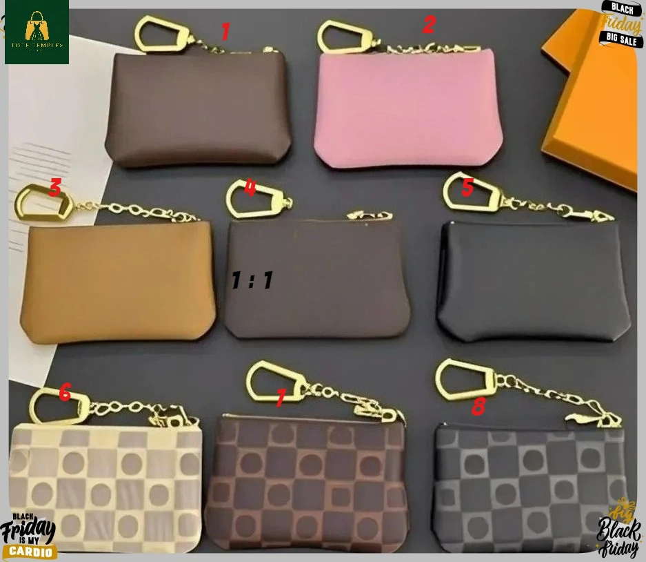 

Designer keychain Luxury Fashion Women Men Mini Slim Wallet Business Card Case High Quality Leather Keychain Nice Gift