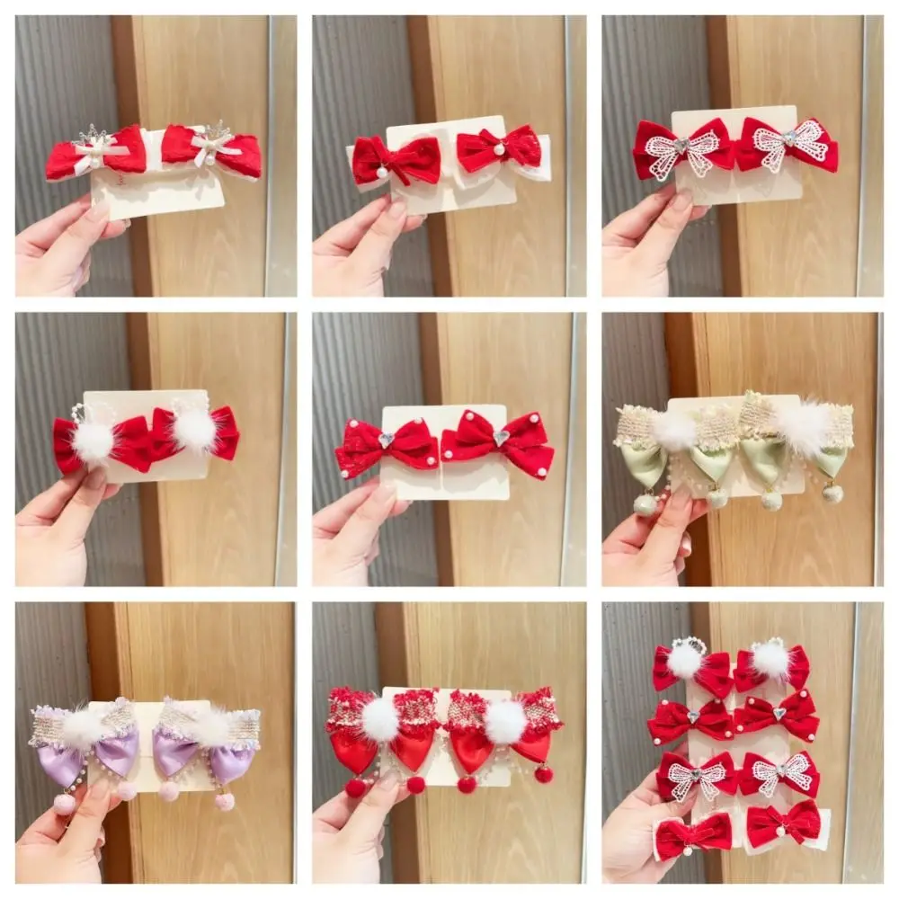 

Chinese Style Children New Year Hairpin Hanfu Headdress Hair Accessories New Year Barrettes Plush Costume Headwear