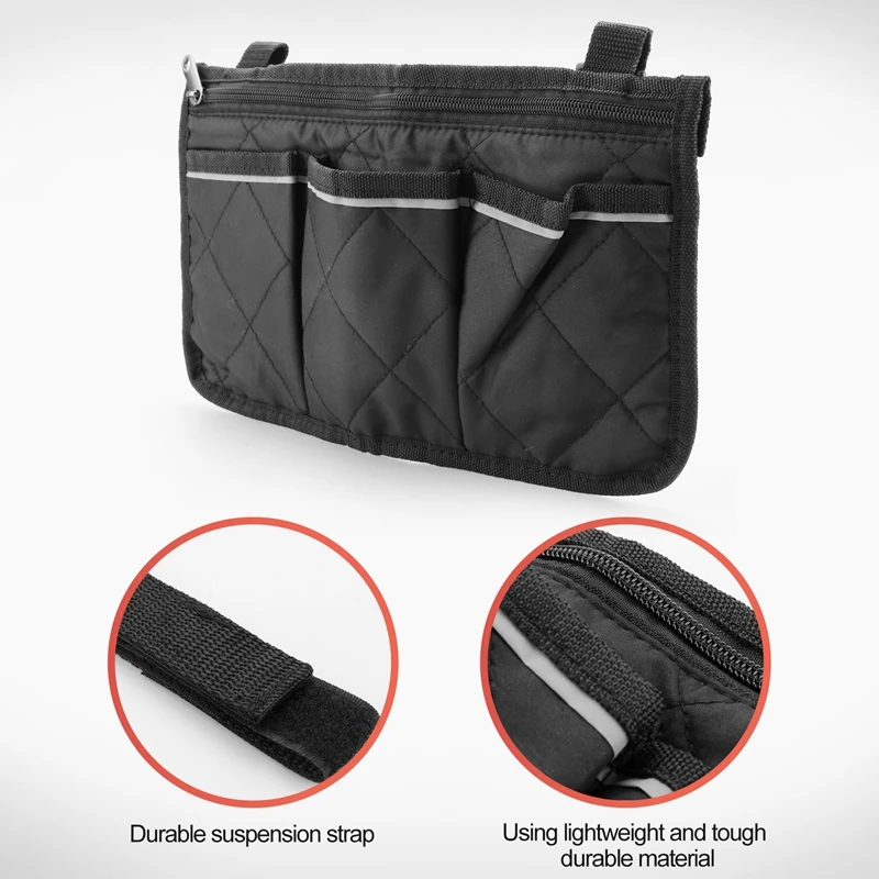 Wheelchair Side Bag For Back Wheelchair Storage Bag Pouch Fits Most Bed Rail Scooters Walker Power & Manual Electric Wheelchair