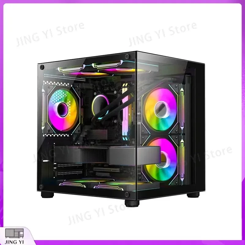 Gaming PC Case Mid Tower Computer Chassis ATX Desktop Housing with Tempered Glass RGB Support High Airflow Gaming Cabinet