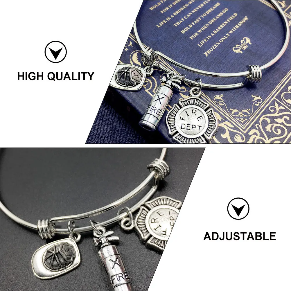 1Pcs Firemen Bracelet Firefighter Theme Metal Chain Adjustable Fashion Jewelry Wrist Decor Gift Bracelet Wrist Jewelry