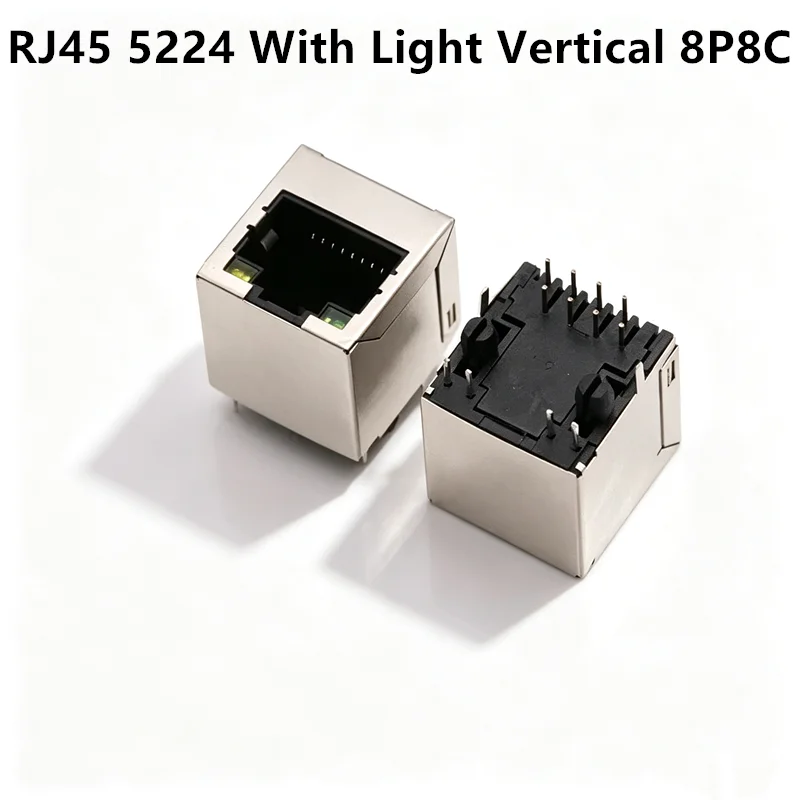 10PCS With Light RJ45 5224 With Light Vertical RJ45 Socket Female Network Socket 5224-8P8C With Light