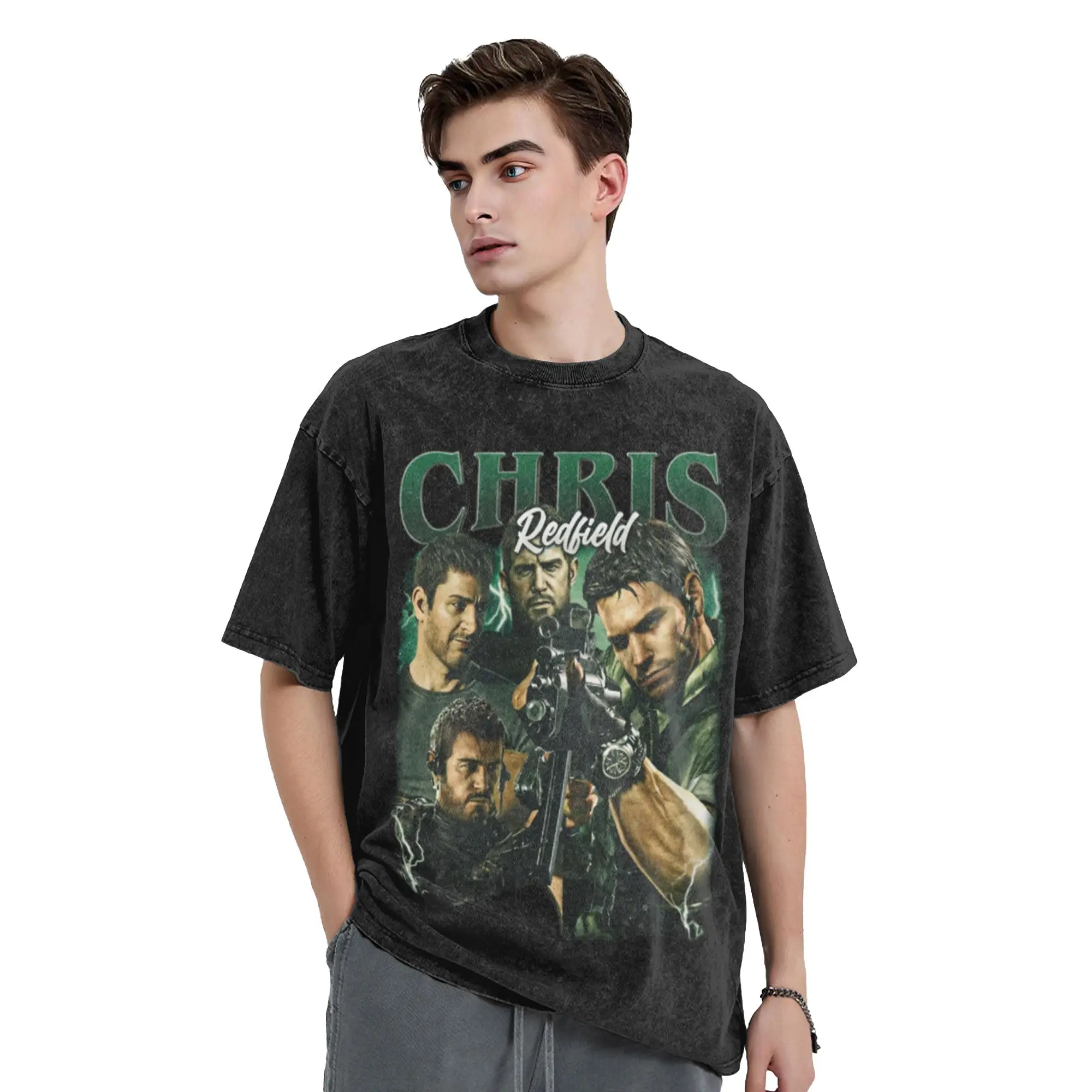 Chris Redfield Resident Evil T Shirt for Men Cotton Fashion for Male T-Shirt Crewneck  Tees Short Sleeve Clothing Plus Size