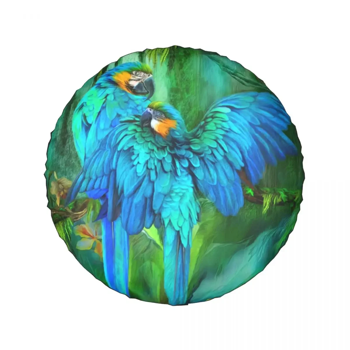 Tropic Spirits Macaw Couple Parrot Birds Spare Wheel Cover for Jeep Honda Tropical Plant Tire Protector 14