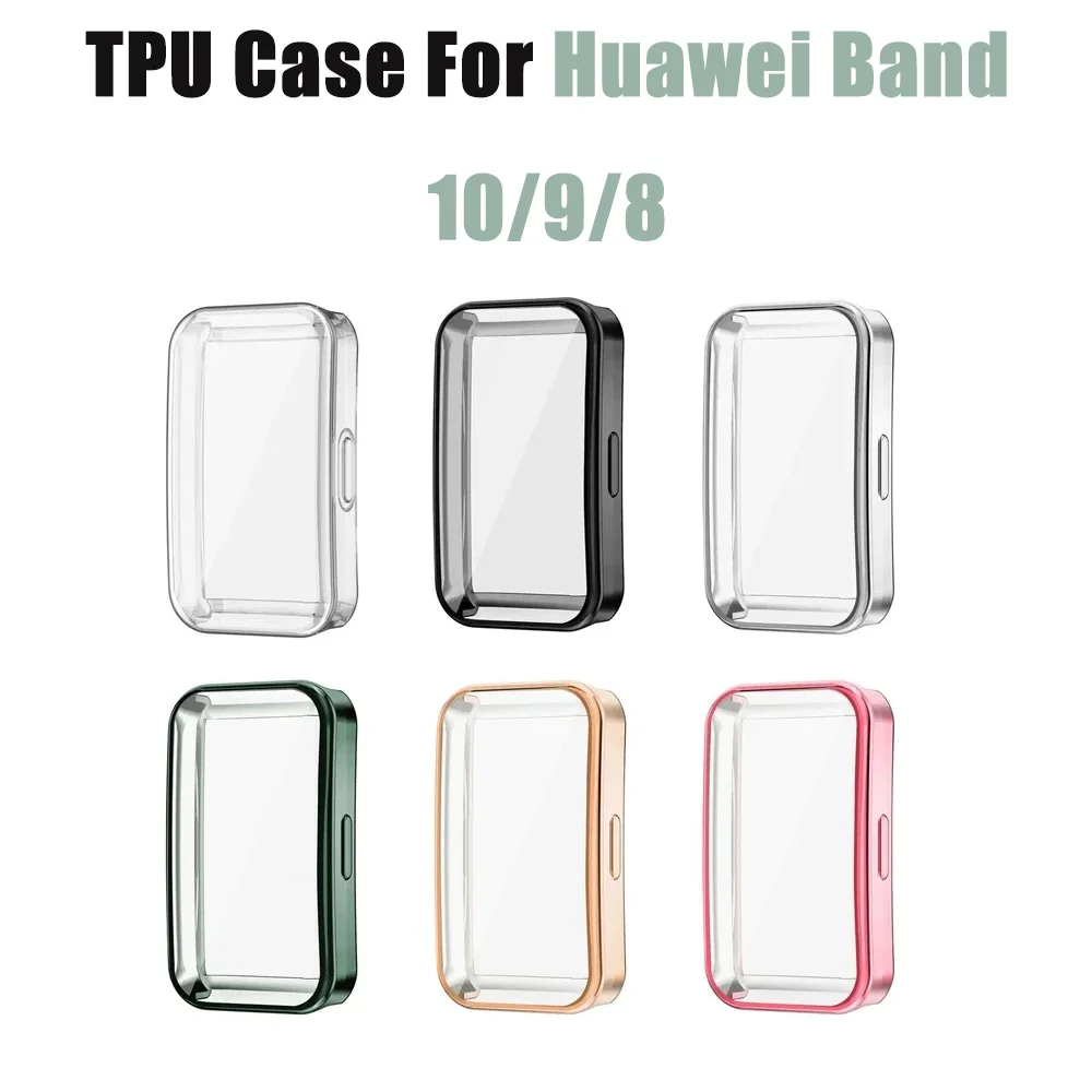 

Soft TPU Case For Huawei Band 10 9 8 Shell Frame Bumper Screen Protector Glass Band 10 9 8 Full Clear Protective Cover