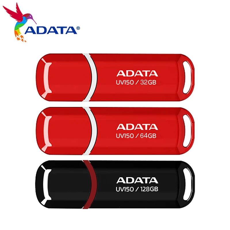 ADATA USB 플래시 드라이브, UV150, 16GB, 32GB, 64GB, 128GB, 256GB, USB3.2 플래시 펜 드라이브, 모든 USB-A 장치에 적용, 100% 정품