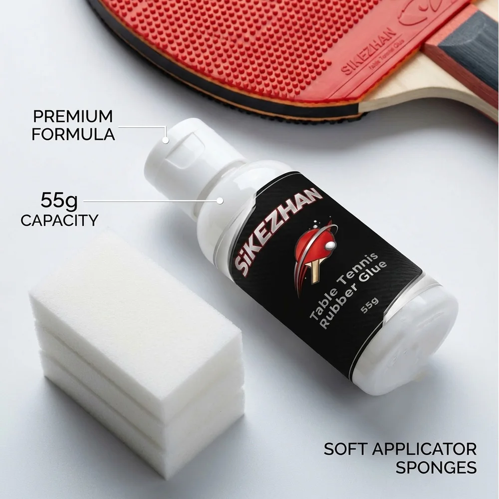55G Table Tennis Rubber Glue Ping Pong Paddle Adhesive with 3 Sponges for Racket Assembly Maintenance Kit Set SIKEZHAN Glue