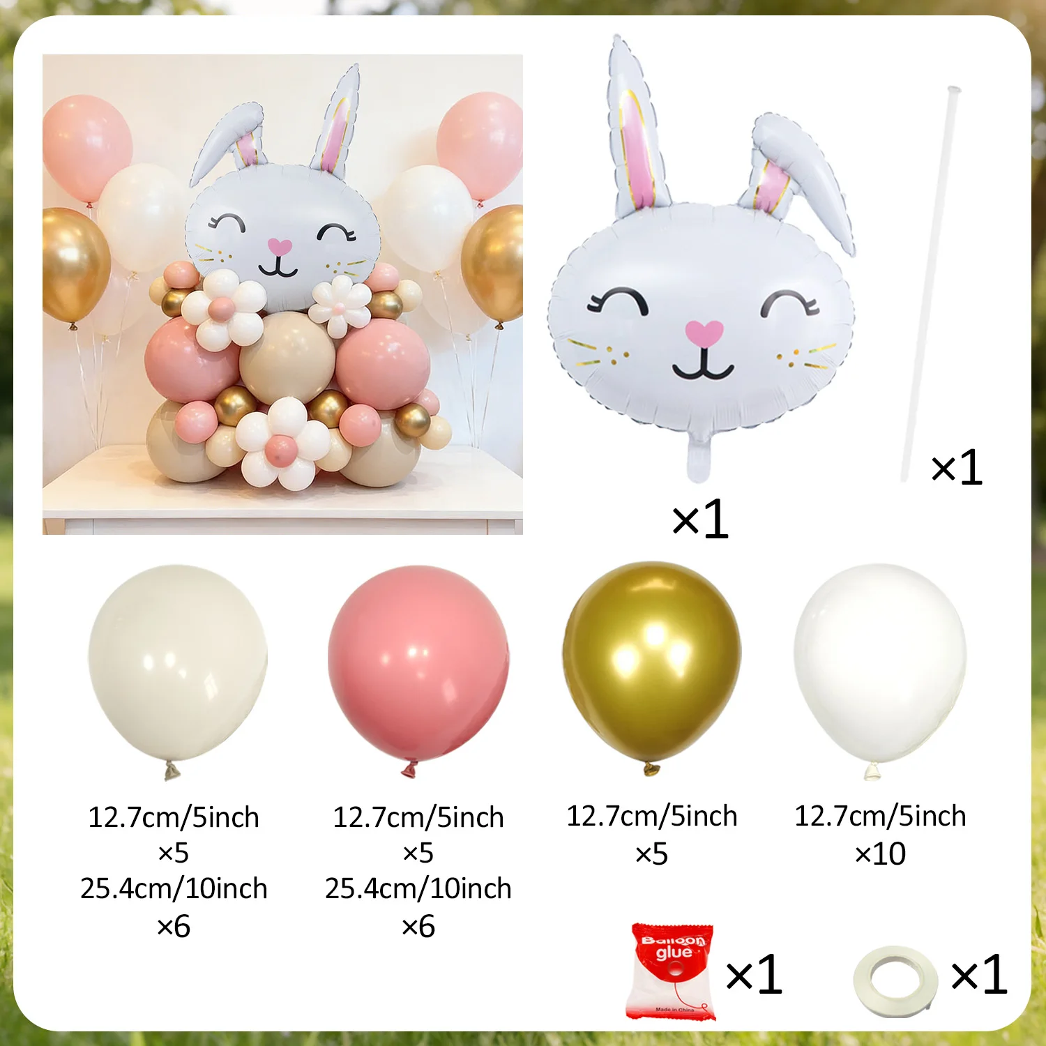 Hasen-Ballon-Set, milchweiße Zahlenballons 0-9 für Geburtstagsfeier, Dusche, Jubiläumsdekoration, Ballon, Dschungel-Hasen-Ballon – Detail 5