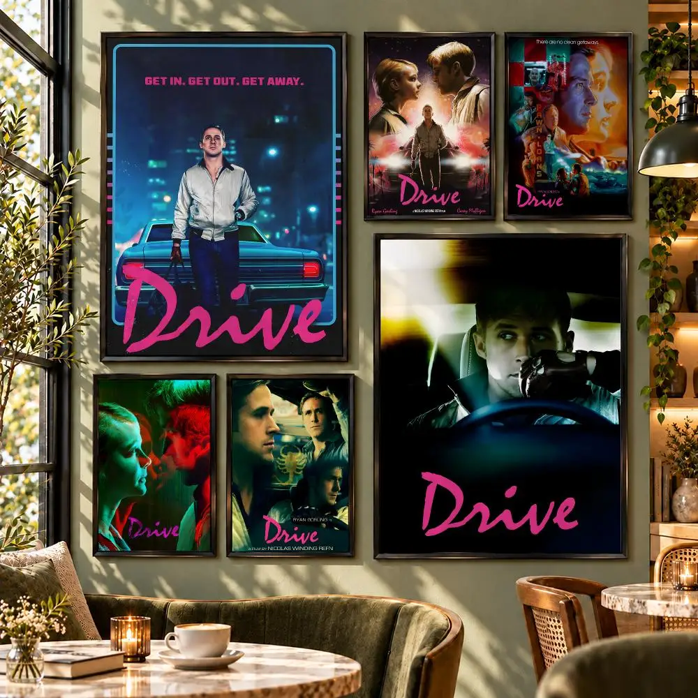 Movie Neon Noir Thriller Drive Classic Poster HD Self Adhesive Wall Decor for Bedroom Dorm Room Office Gaming Room Gift
