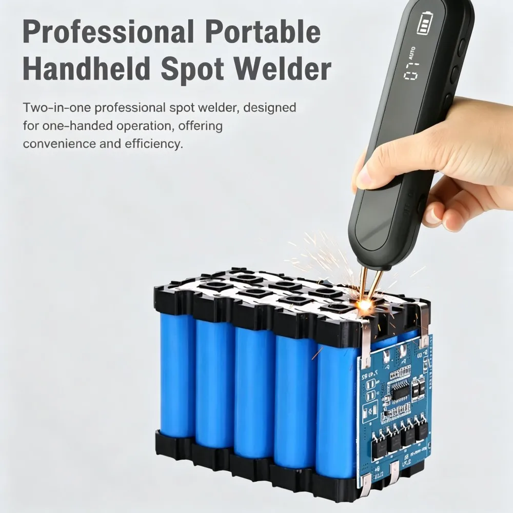 Adjustable Handheld Spot Welder 12 Gears Mini Portable 9-Level LED Lighting 18650 Lithium Battery DIY Welding Tool Kit