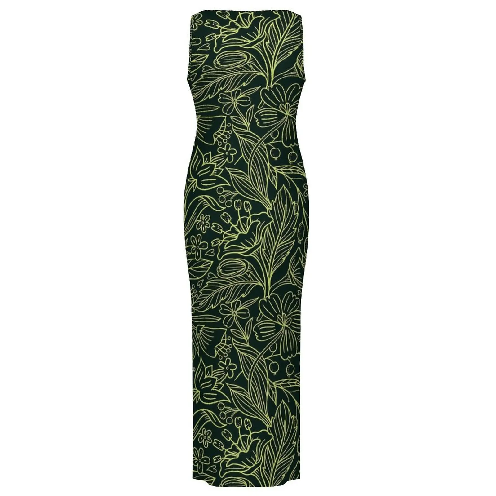 Ditsy bloemenjurk mouwloos groen dichte bloem mooie maxi-jurken zomer Koreaanse mode grafische bodycon-jurk groot formaat 4XL
