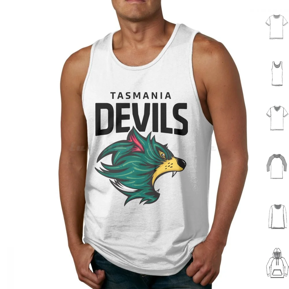 Tasmania Devils Football Club Black Lettering Tank Tops Print Cotton Tasmania Tasmanian Devils Devil Football Club Footy