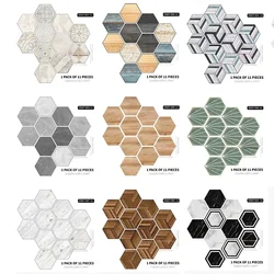 22PCS Self-adhesive Moroccan Style Hexagonal Diagonal Floor Stickers Non-slip Waterproof  Decals for Kitchen Bathroom Decoration