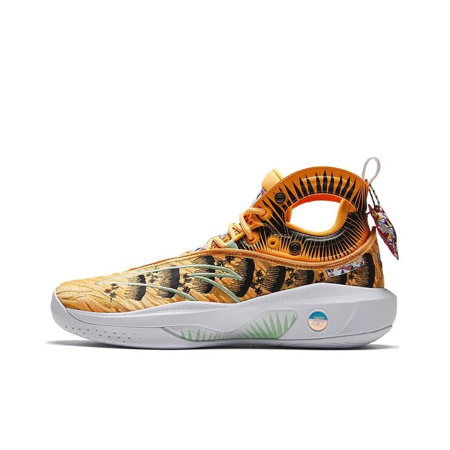 Anta KT8 Dragon Boat Festival Slip Resistant Abrasion Resistant High top Basketball Shoes Men's Yellow Black 112331101-3