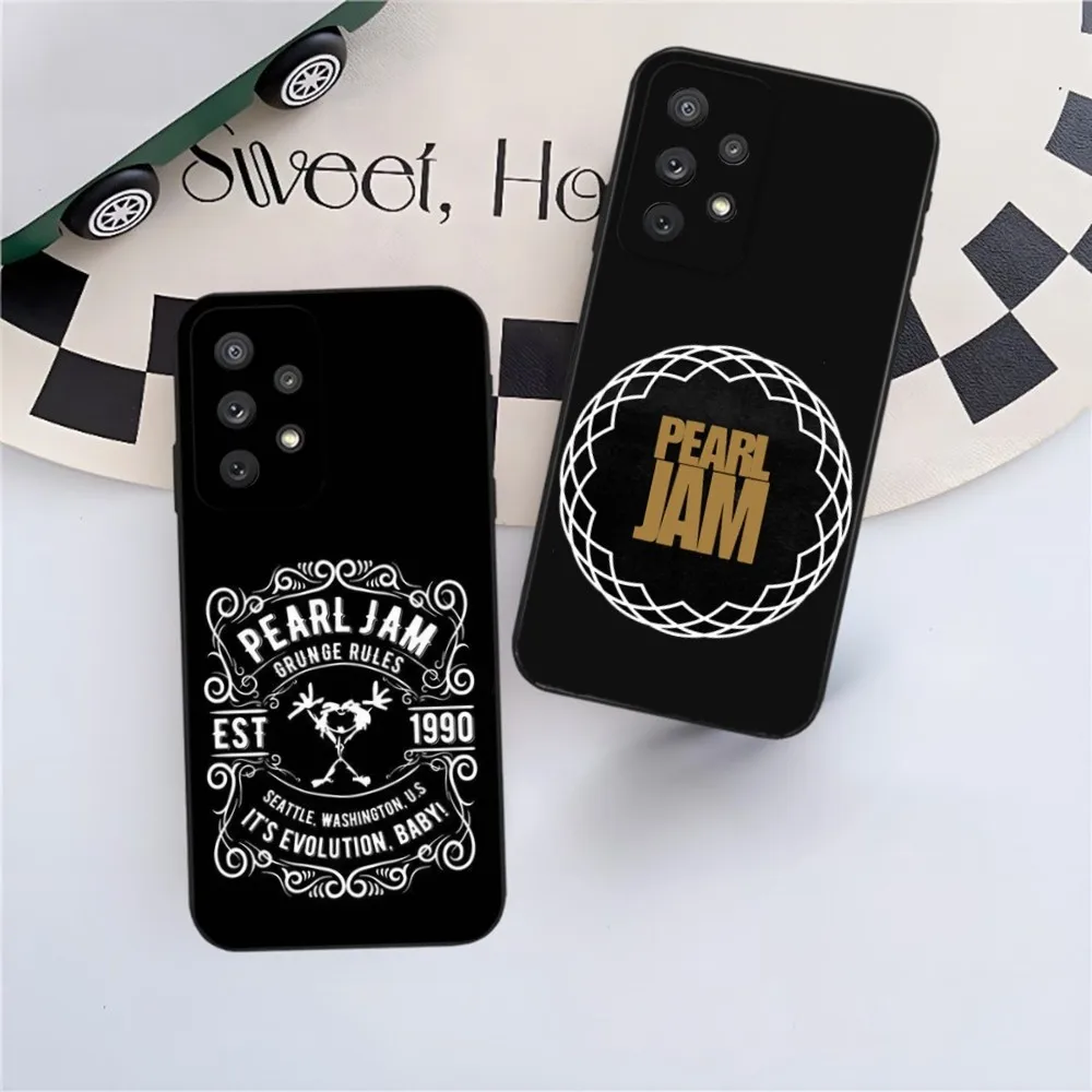 P-Pearl Jam R-Rock Band Phone Case For Samsung Galaxy A13,A21s,A22,A31,A32,A52,A53,A71,A80,A91 Soft Black Phone Cover