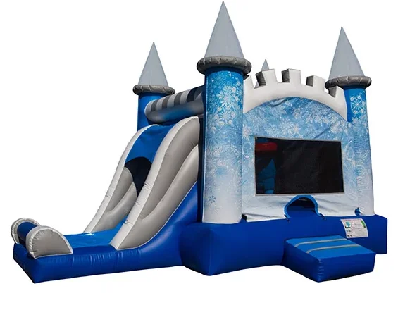 

Inflatable Ice Castle Combo Bounce House Snowflake Castle Slide with Blower