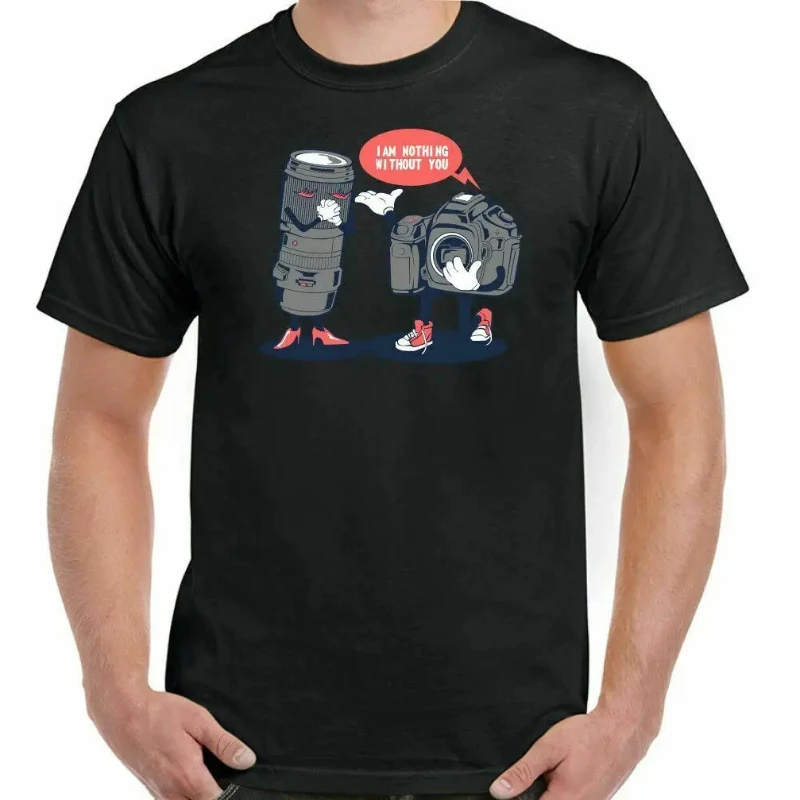 Photography Printed T-Shirt Mens Funny Photographer Camera Lens Tee Nothing Without You Fashion Casual Comfort Unisex Tshirt