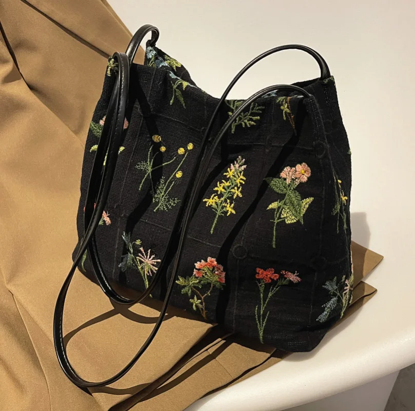 Marca de luxo grandes flores sacola 2022 novo de alta qualidade tecido designer bolsa feminina alta capacidade bolsas de ombro