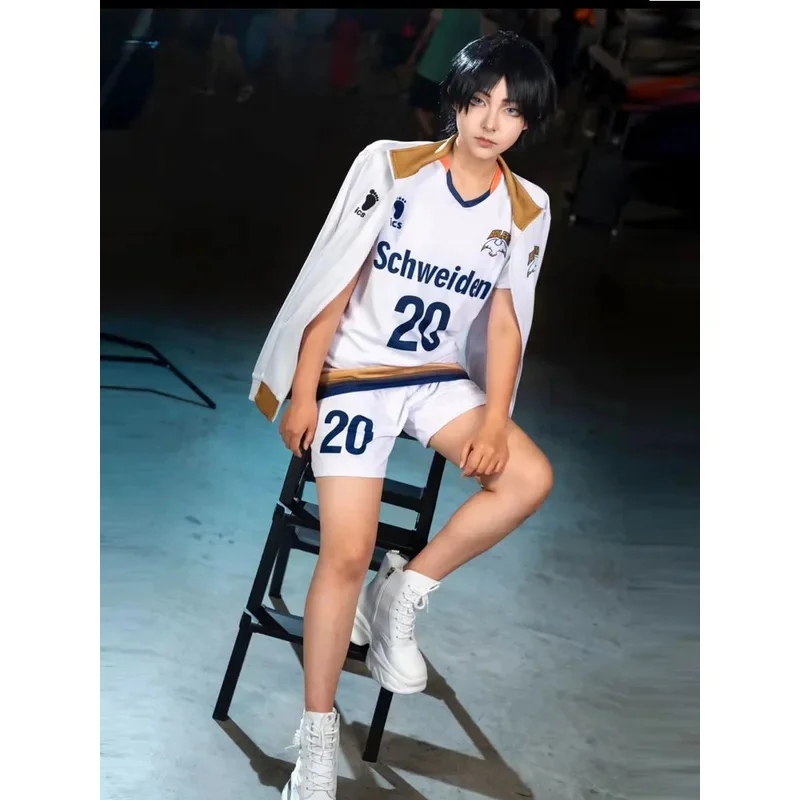 D12123 قطع Haikyuu تأثيري حلي رقم 20 كاجياما توبيو رقم 16 هوشيومي كوراي المدرسة الثانوية الكرة الطائرة نادي ملابس رياضية الفانيلة C