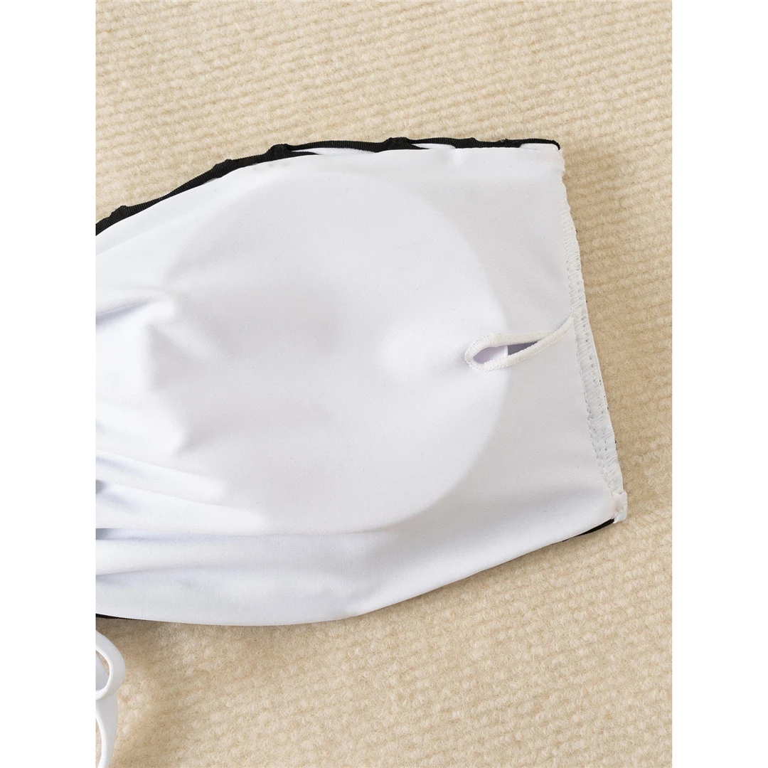 Bandeau-Bikini mit Ausschnitten und hohem Beinausschnitt, Damen-Badeanzug, zweiteiliges Bikini-Set, gepolsterter Badeanzug, Badebekleidung, Modell V6417. – Detail 11