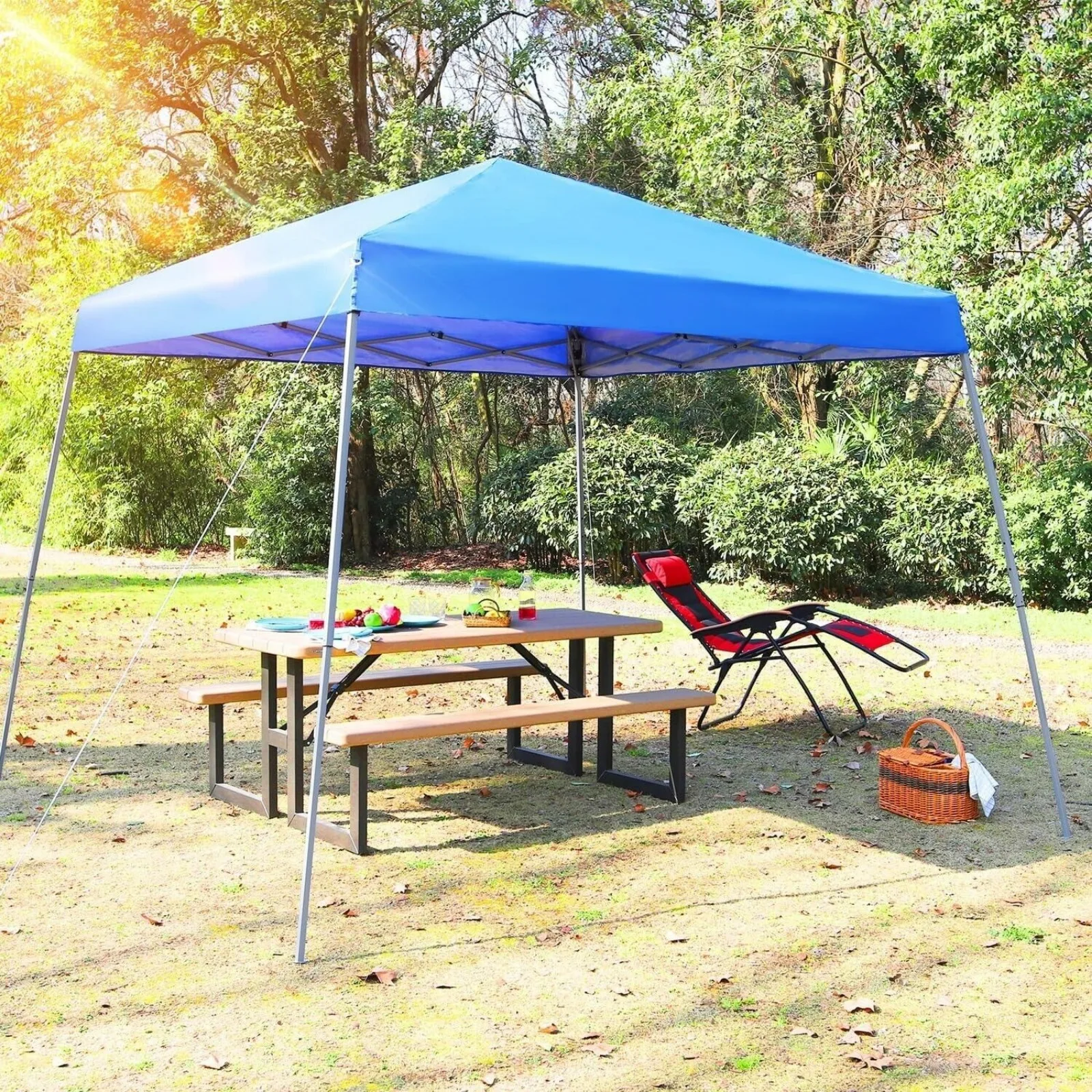 12'x12' Pop-up Canopy Blue Slant Leg UV Block w/ Carry Bag 81 Sq. Ft of Shade United States