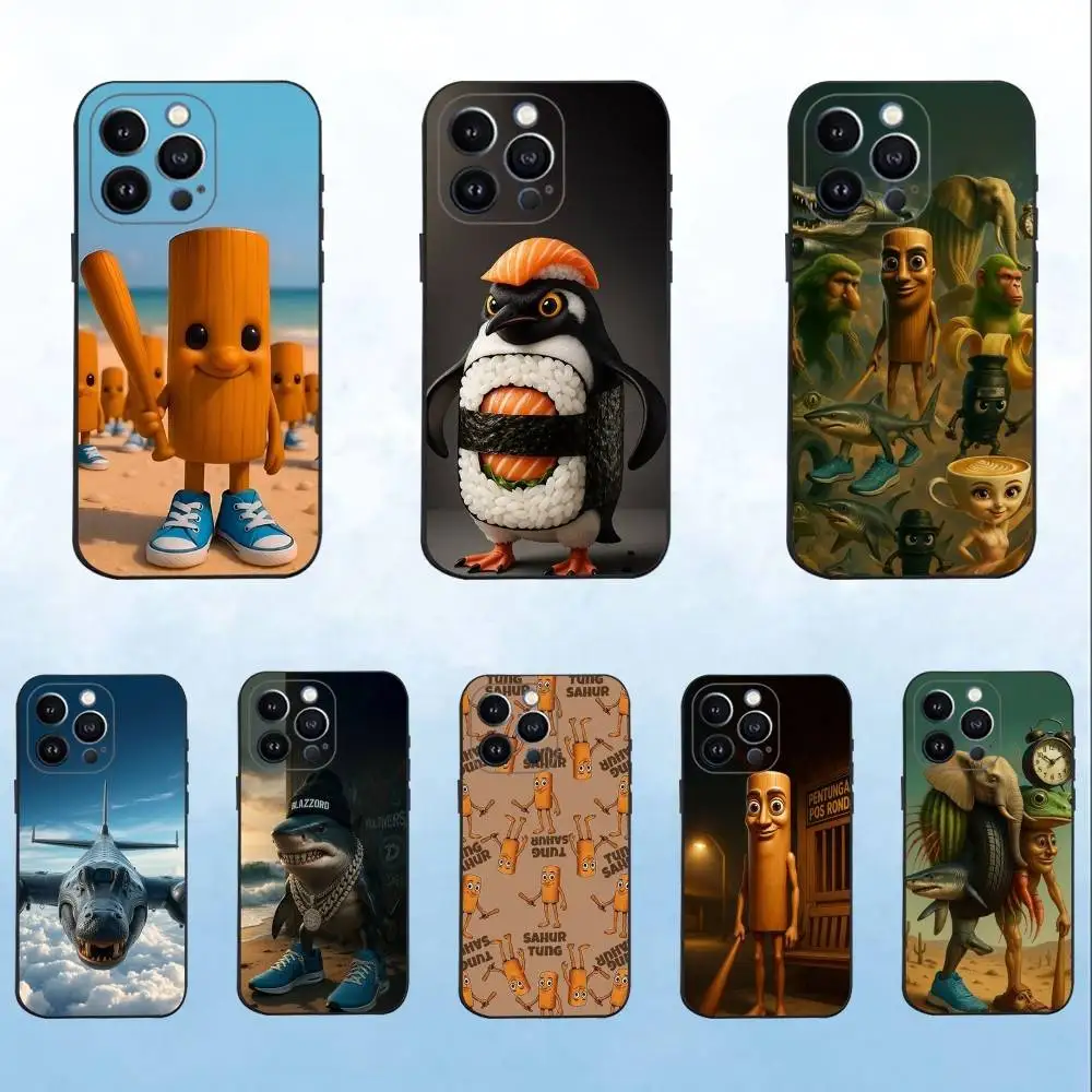 

B-Brainrot Tralalero Phone Case For iPhone 16,15,14,13,12,11 Plus,Pro Max,XS,X,XR,SE,Mini,8,7,Soft Silicone Black Cover