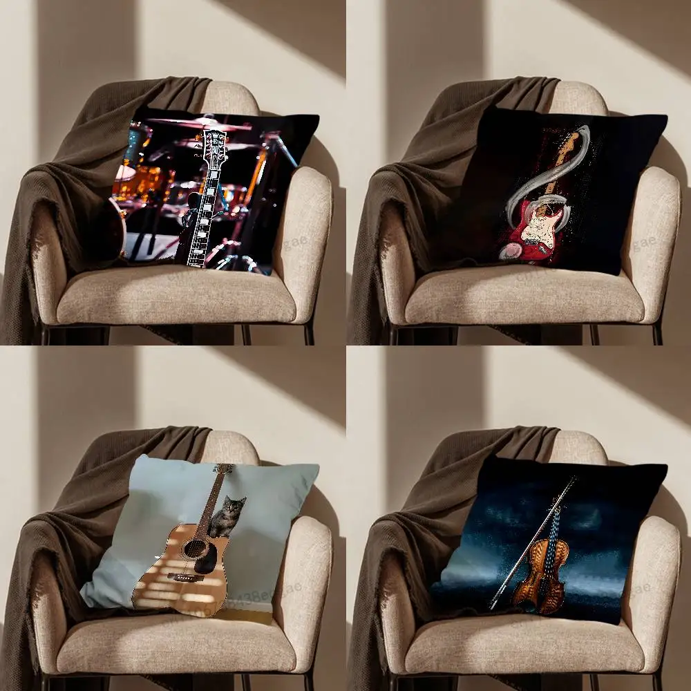 

Guitar Throw Pillow Case For 45x45cm,55x55cm,30x30cm For Home Bedroom Decoration And Protector