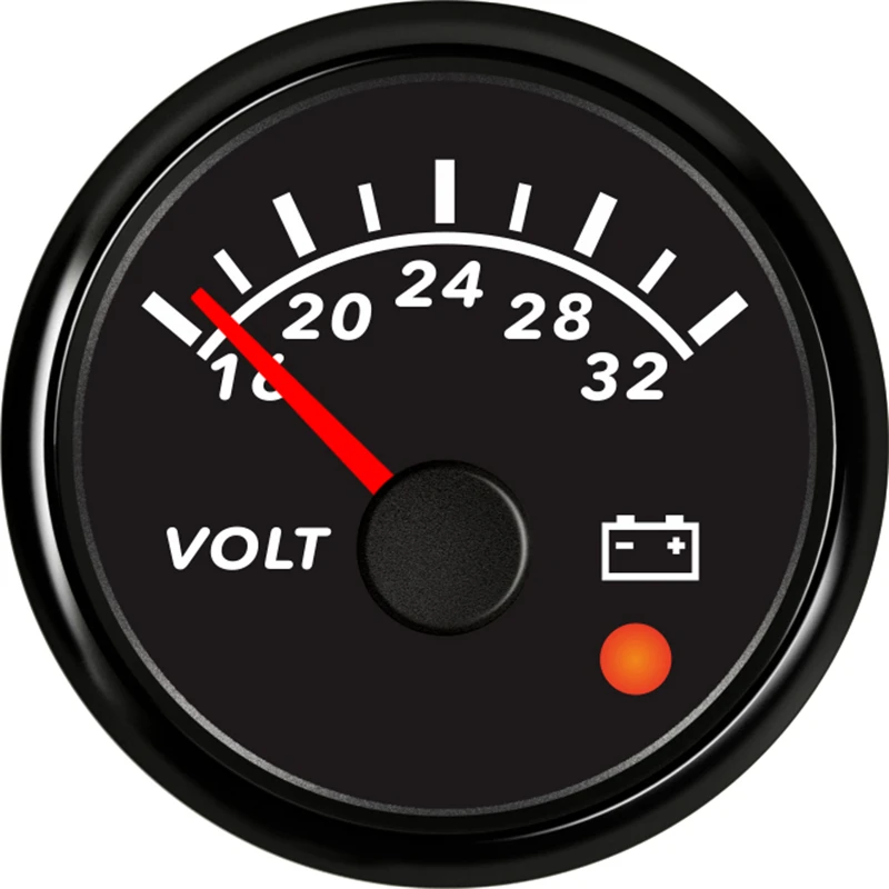 New Type Auto 52mm Black Voltmeters 16-32V Show Boat Voltage Gauges Truck Volt Meters with Alarm System 8 Kinds Backlight Color