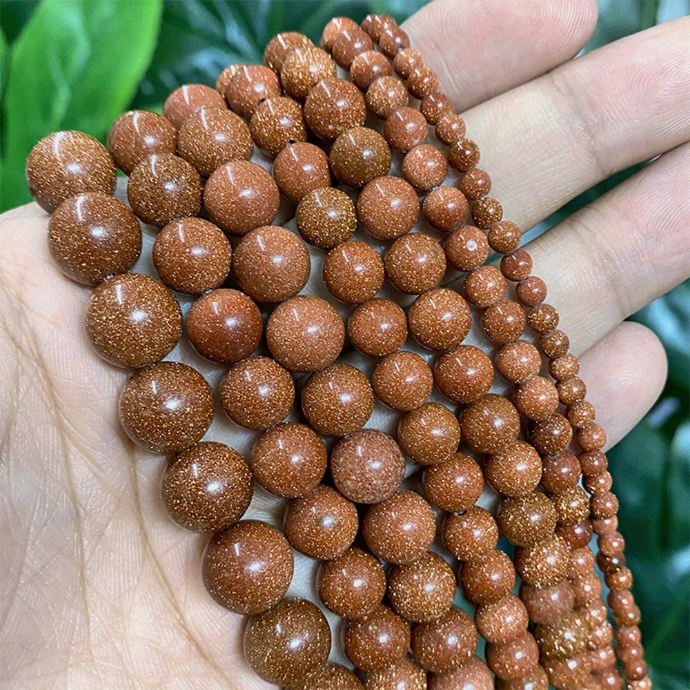 1 Strand Natural Gold Sandstone Beads Round Loose Spacer Bead 4-12mm for Jewelry Making Bracelet Necklace DIY Supplies 15