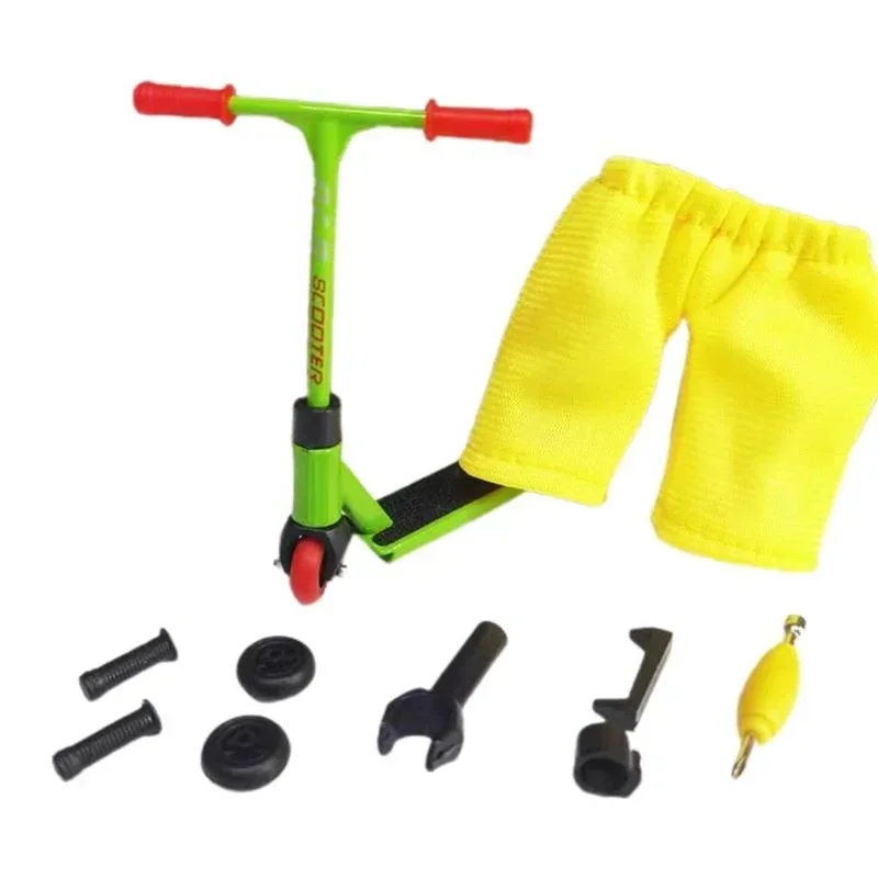 Alloy Finger Scooter and Two Wheel Fingerboard Set Mini Skate Parts Skateboarding Deck Fingertip Skates Desk Novelty Toys for Ki