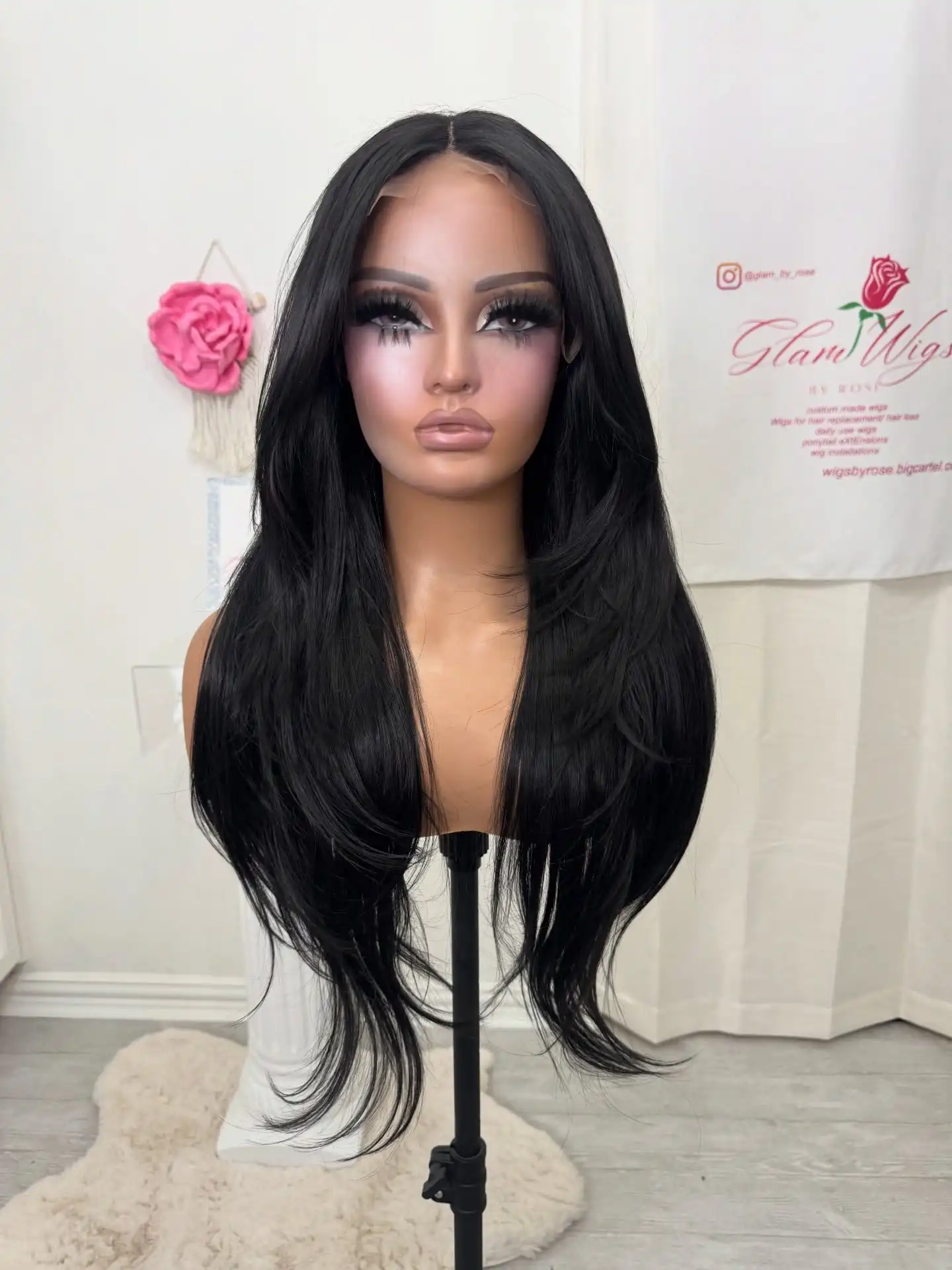 Black Slightly Wave Synthetic Lace Top Wigs 26 Inches 180% Density HD Transparent Lace Wigs 13*4 Long Free Parting Hair Female