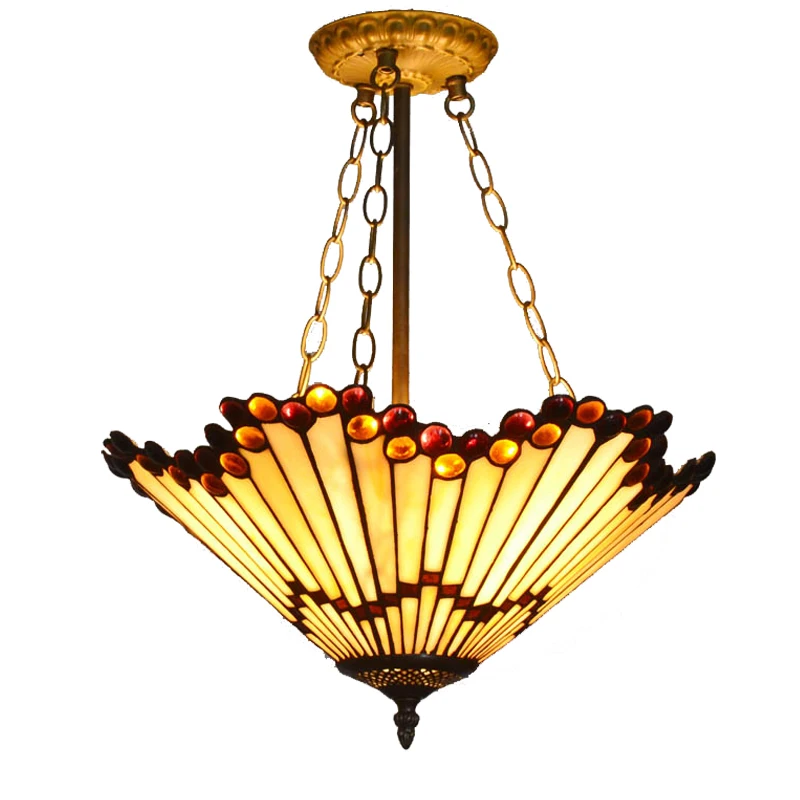 

Colorful Glass Pendant Lamp Tiffany Ceiling Light Chandelier Mediterranean Living Room Kitchen Fixture Indoor Lighting Decor LED