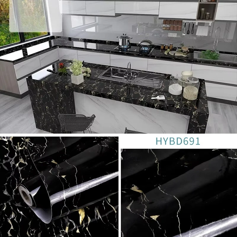 Papier Peint Autocollant Pvc Marbre 60cm Peel and Stick Marble Wallpaper for Home Decoration
