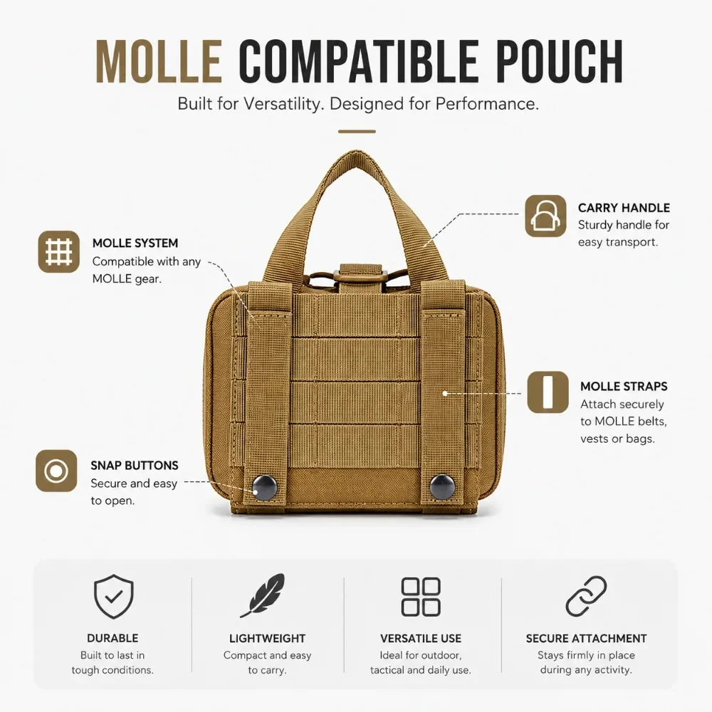 First Aid Bag Upgrade Tactical EMT Pouch Rip Away Molle Medical Bag IFAK Tear-Away Travel Outdoor Hiking Mergency Survival Kit