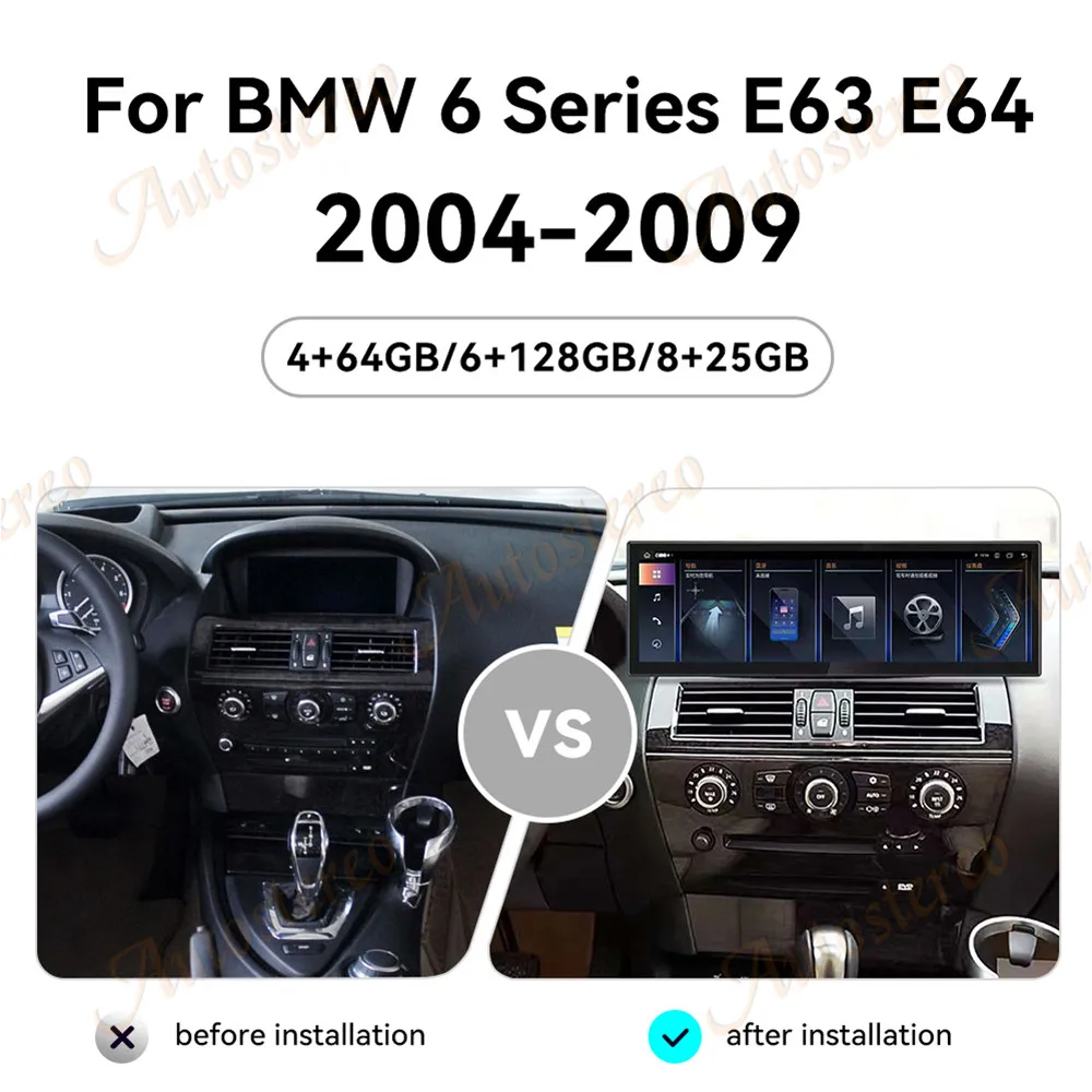 14.9 Inch Carplay 4G Android 15 For BMW 6 6GT M6 E63 E64 2004-2008 Car GPS Navigation Multimedia Player Head Unit Car Radio