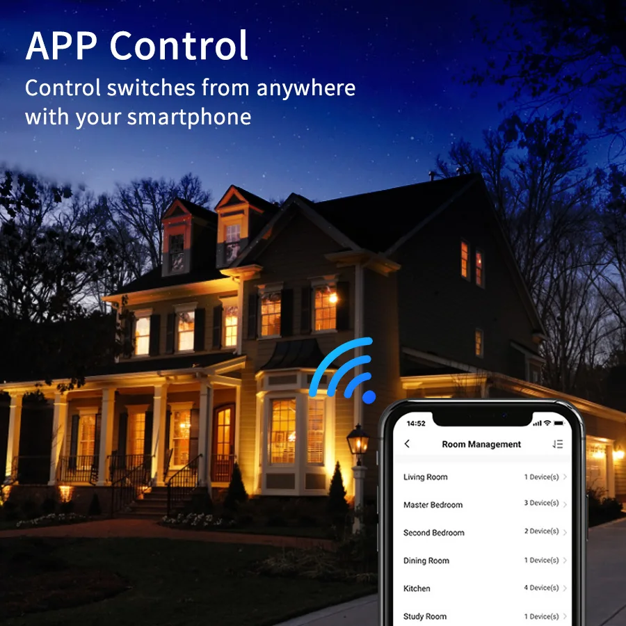 Works with Tuya App Smart Wifi Touch Switch Neutral Wire/No Neutral Wire Required US 1/2/3/4 Gang Light Switch For Alexa Google