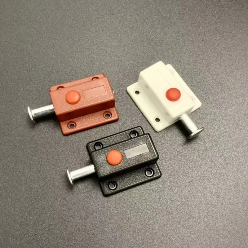 Automatic Plastic Button Spring Latch Triangle Cabinet Window Door Lock Wooden Door Fastener