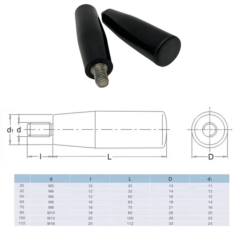 1pcs Male Thread Bakelite Fixed Handle Integrated Non Rotatable Handle M5M6M8M10M12