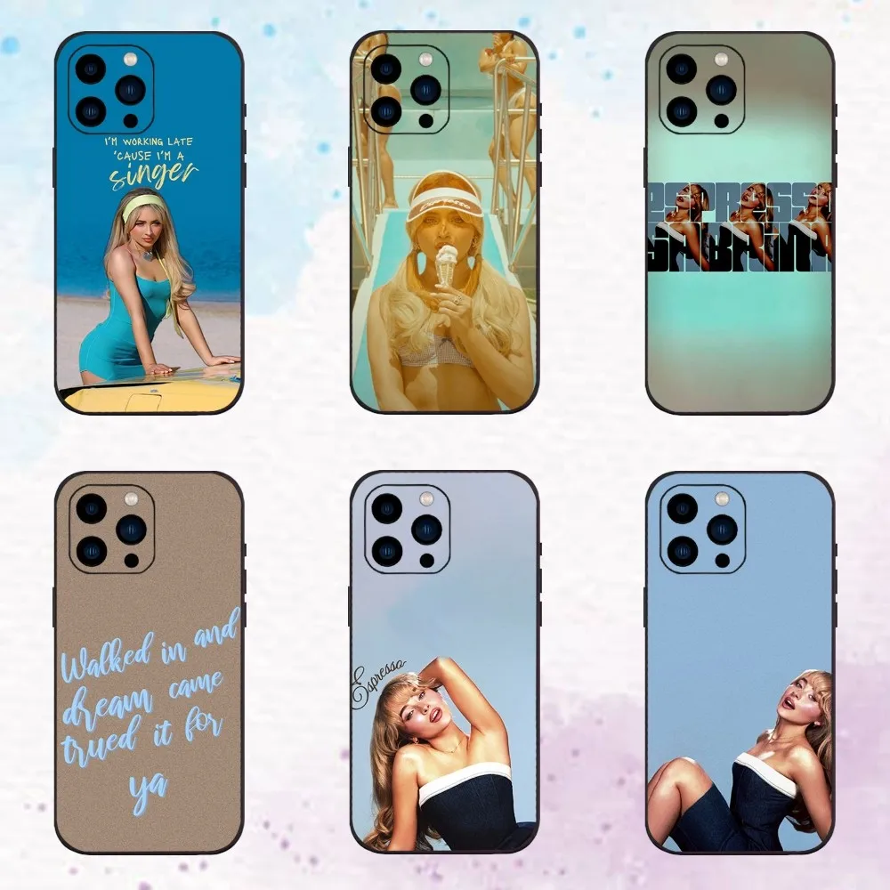 Singer S-Sabrina Carpenter Espresso  Phone Case  For iPhone 11 12 13 14 15 Pro Max Mini Plus XS XR X Black Silicone Soft Case