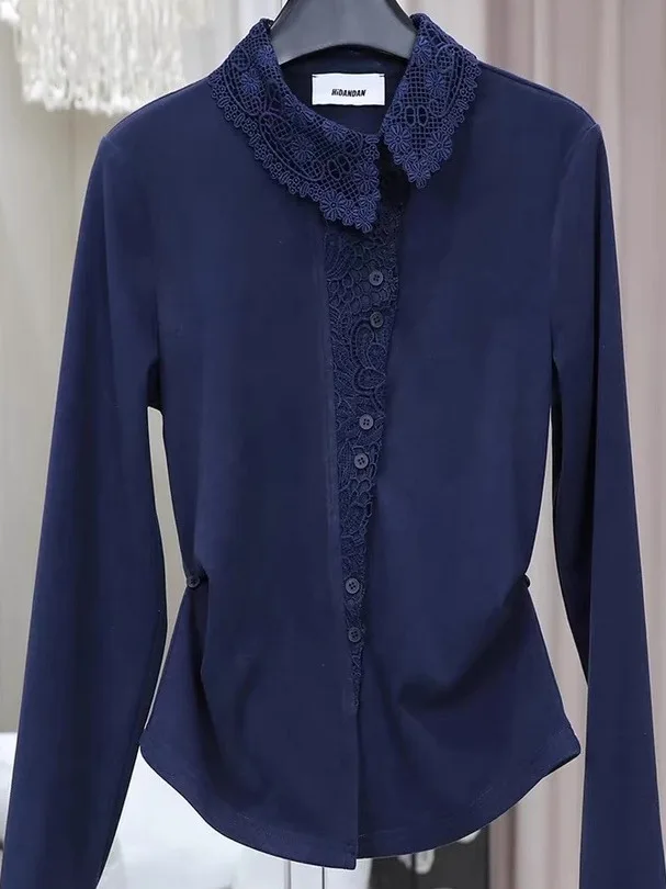 

Футболка больших размеров Ne, модная кружевная футболка с завязкой на талии, длинная све, повседневная свободная посадка, осенняя одежда для женщин