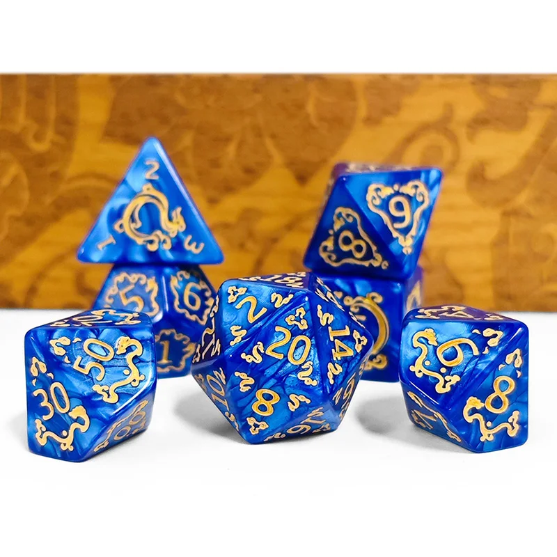 7pcs DND Dice 7Pcs/set Dragon Pattern Polyhedral Dices Role Playing D&D TRPG Board Game Dice As Gift Entertainment Accessories