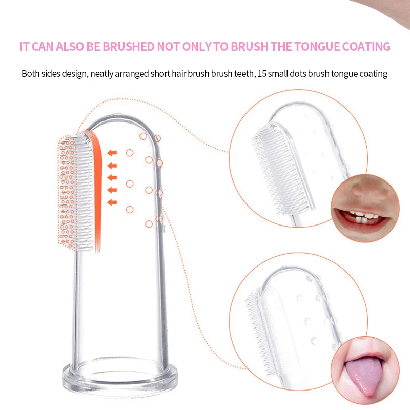 Baby Infant Finger Toothbrush Clear Soft Silicone Children Teeth Tooth Brush Rubber Pet Oral Care Cleaning Tools +Storage Box