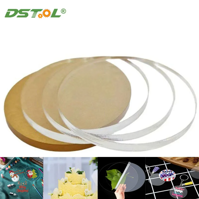 Acrylic Discs Sheet Clear Plexiglass Plastic Plate For Picture Frames Round Cake Disks Holders DIY Craft Bake Tool Dia10-200mm